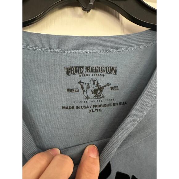 True Religion Men's Blue Built to Last World Tour Crew Neck Sweatshirt Size XL - Picture 4 of 4